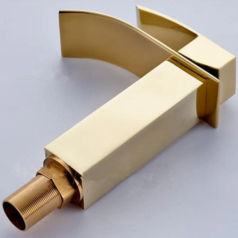 Modern Waterfall Basin Faucets Gold-plating Bathroom Mixer Taps Deck Mounted Home Decor Single Handle Washbasin Crane LT- 503-1 |