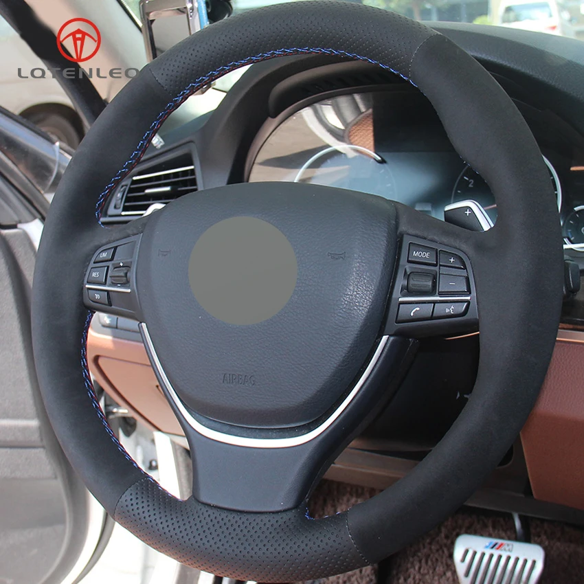 LQTENLEO черный кожаный замшевый автомобильный чехол на руль для BMW 6 серии 640i 650i F12 F13