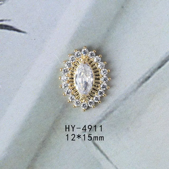 HY4911 5 шт., 3D бант/единорог/Кисточка, цепочка для ногтей, ювелирное изделие, циркониевая цепочка, дизайн ногтей, роскошный хрустальный кулон, металлические украшения ногтей, подвески - Цвет: HY4911