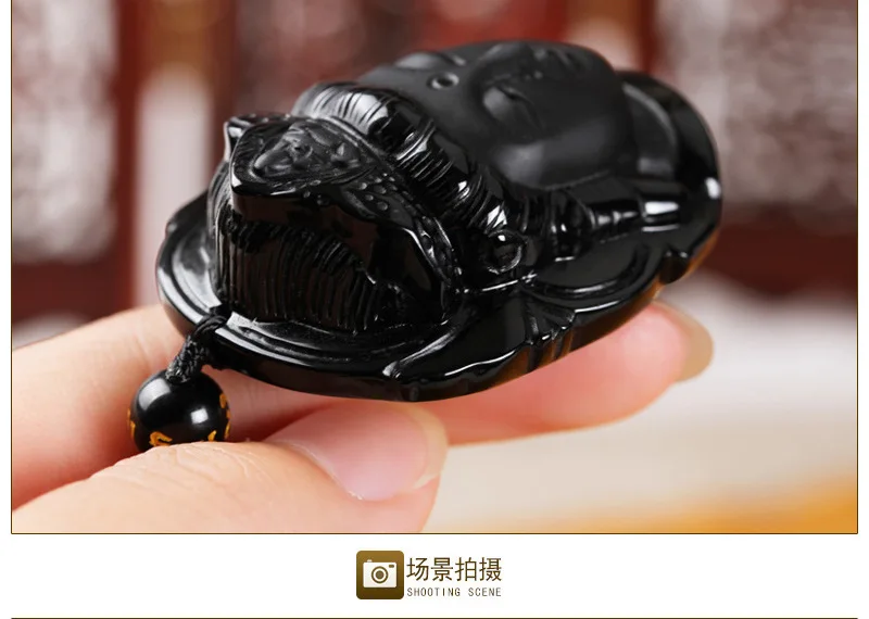 Ожерелье из натурального камня обсидиан Гуаньинь Будда подвеска амулет на удачу