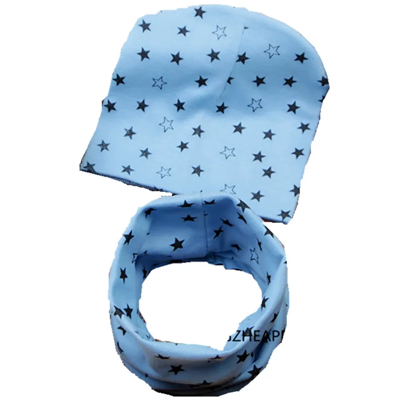 Детские хлопковые шапки со звездами теплые для мальчиков и девочек на зиму весну