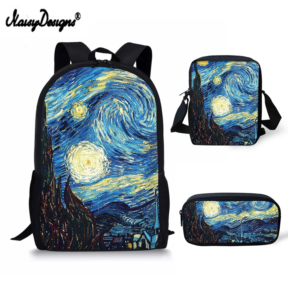 3 комплекта Ван Гог знаменитая картина маслом ноутбук школьные сумки для девочек