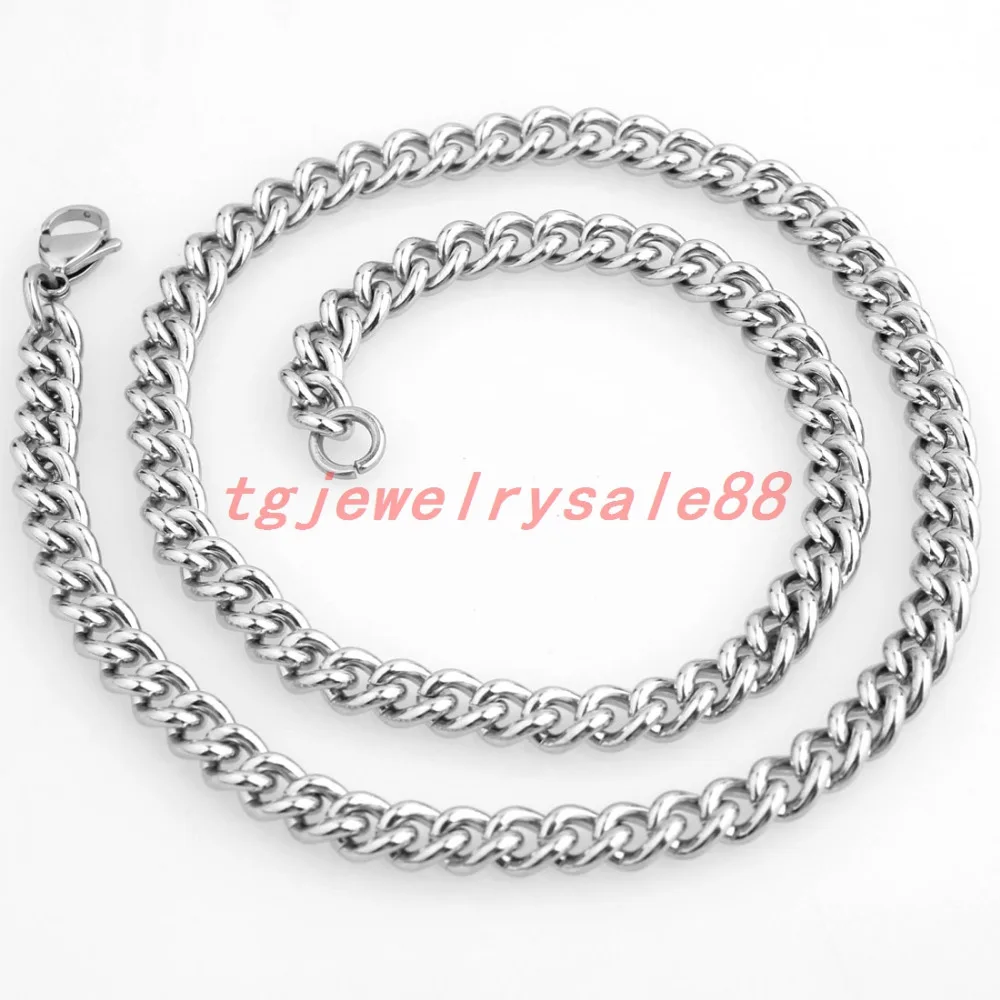 7mm Wide Womens Mens Silver Color Cut Cuban Curb Link Chain Stainless Steel Bracelet Or Necklace Jewelry Custom Sizes 7-40&quot | Украшения