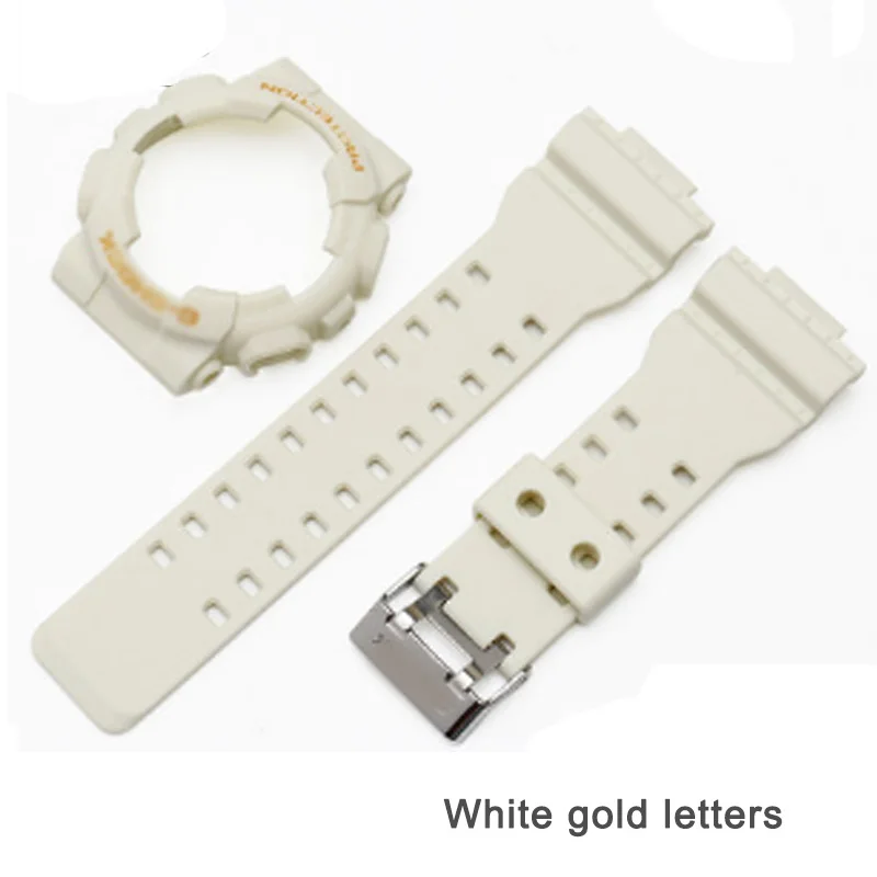 Силиконовый резиновый браслет для casio GW-A1100/GW-4000/GA-1000/G-1400 ремешок для часов резиновый ремешок для часов+ Корпус для часов мужские наручные часы - Цвет ремешка: white gold letters