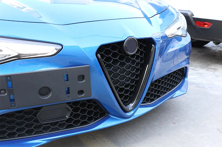 2 шт. углеродного волокна Стиль для Alfa Romeo Giulia ABS Пластик Спереди украшение решетки кадров автомобильные аксессуары
