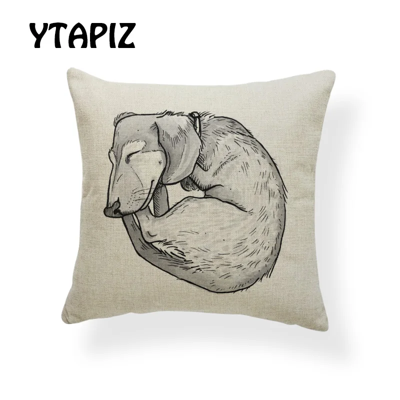 Простой Эскиз Портрет Whippet такса американский стаффордширский терьер микс подушки набор 45X45 см полиэстер диван декор подушки