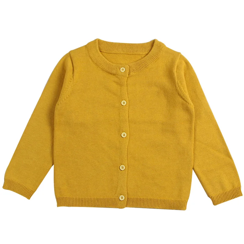 Dark Yellow Кардиган для маленьких мальчиков и девочек; коллекция года; сезон весна-осень; детские свитера; свитер для девочек ярких цветов; Трикотажная хлопковая верхняя одежда; кардиган - Цвет: Dark Yellow