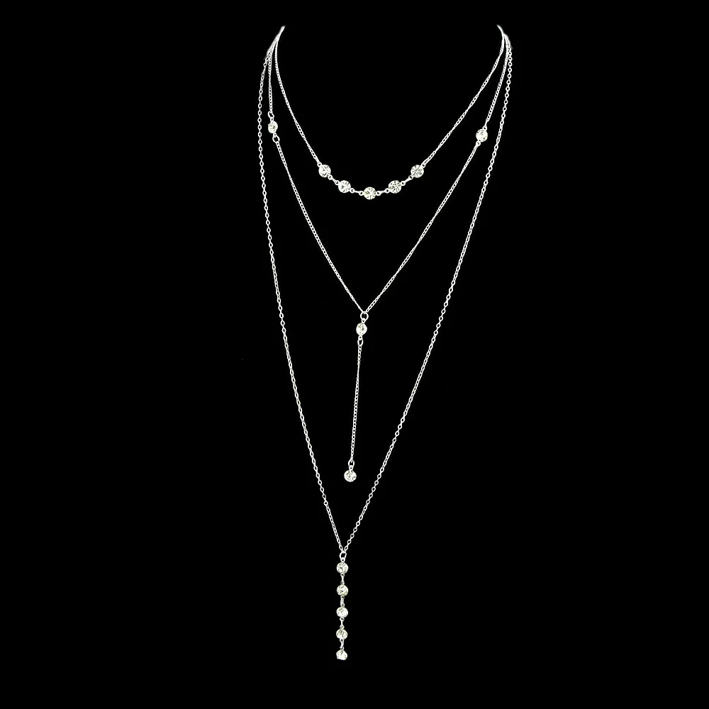 Feelshine BOHO Ювелирных изделий Цвет серебро длинные нескольких слоев цепи с горный