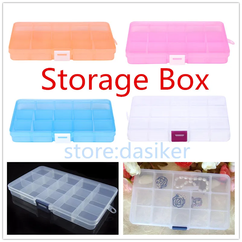 15 сеток Регулируемый прозрачный пластиковый ящик для хранения небольших