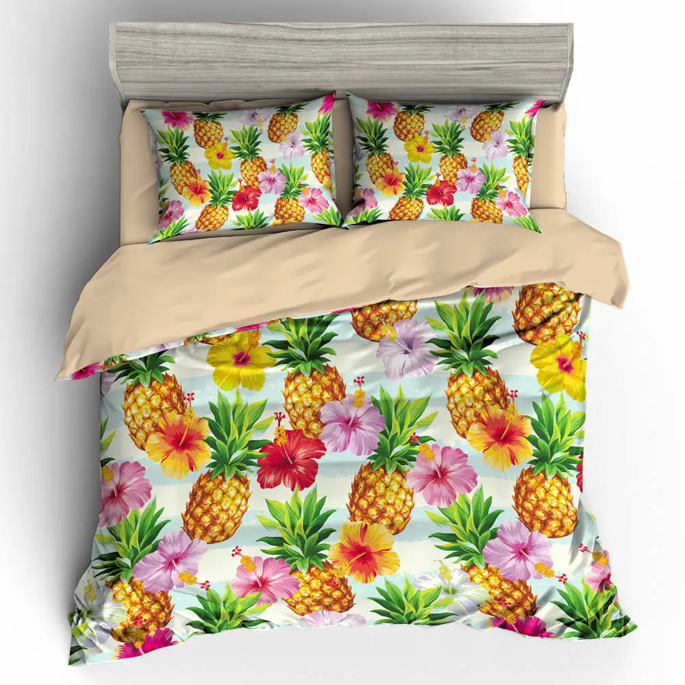 

Thumbedding Summer Pineapple Bedding Sets Fruits Twin Full Queen King White 3D Printing Duvet Cover Single Double Bed Set