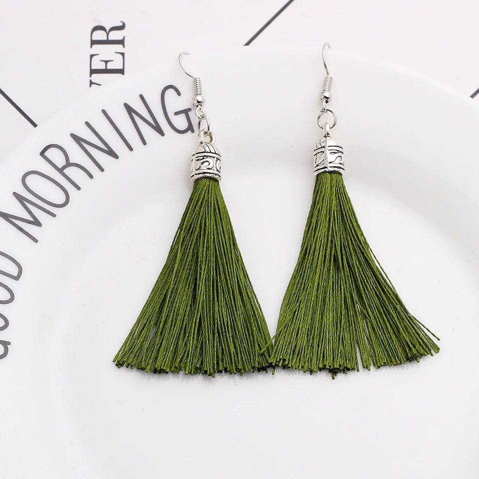 Qtian сережки с кисточками Boho pendientes mujer moda длинные серьги для женщин винтажные Висячие свадебные серьги, ювелирные изделия oorbellen