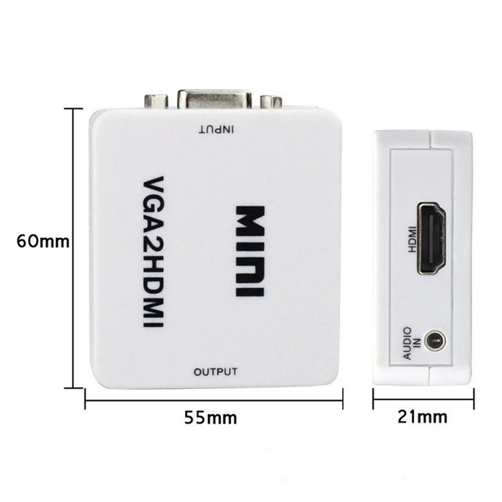 Мини 1080P VGA в HDMI конвертер VGA2HDMI конвертер разъем с аудио для ПК ноутбука к HDTV проектору