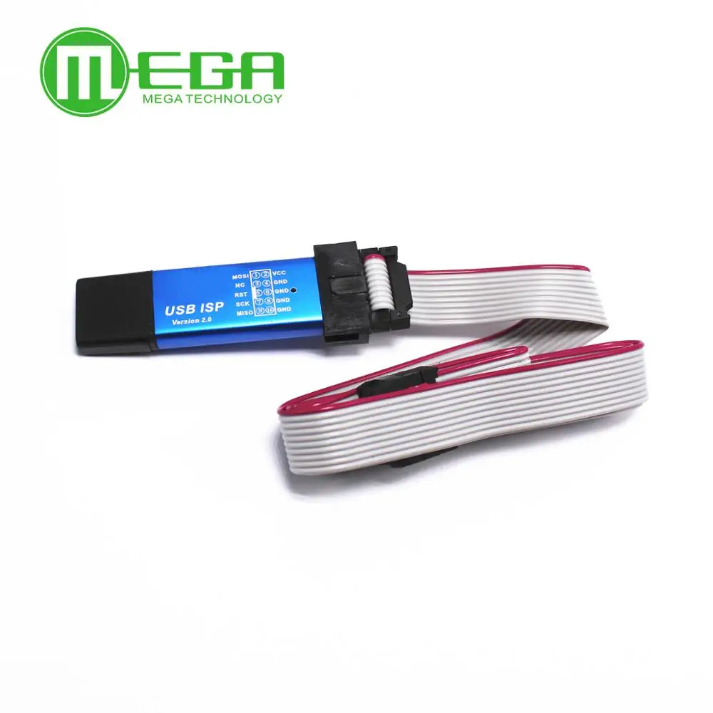 1 шт. USBISP AVR программатор + стандартный кабель для загрузки USB ATMEGA8 ATMEGA128 Поддержка