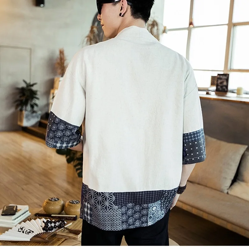 Кимоно мужская Японская уличная одежда yukata Мужская рубашка haori мужское кимоно
