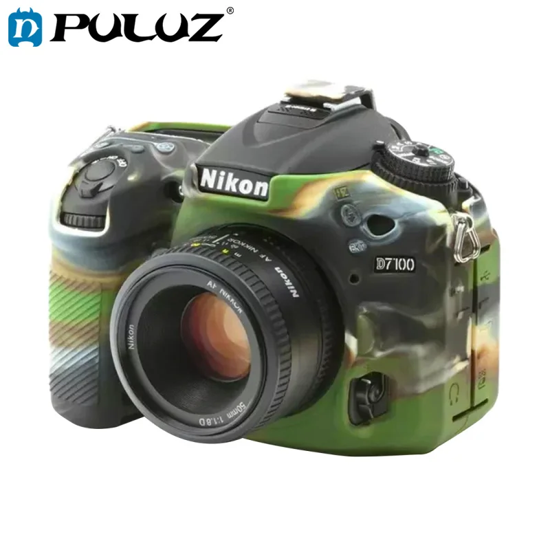Puluz мягкий силиконовый Защитный чехол для Nikon D7200/D7100 Цвет камуфляж/желтый|Чехлы