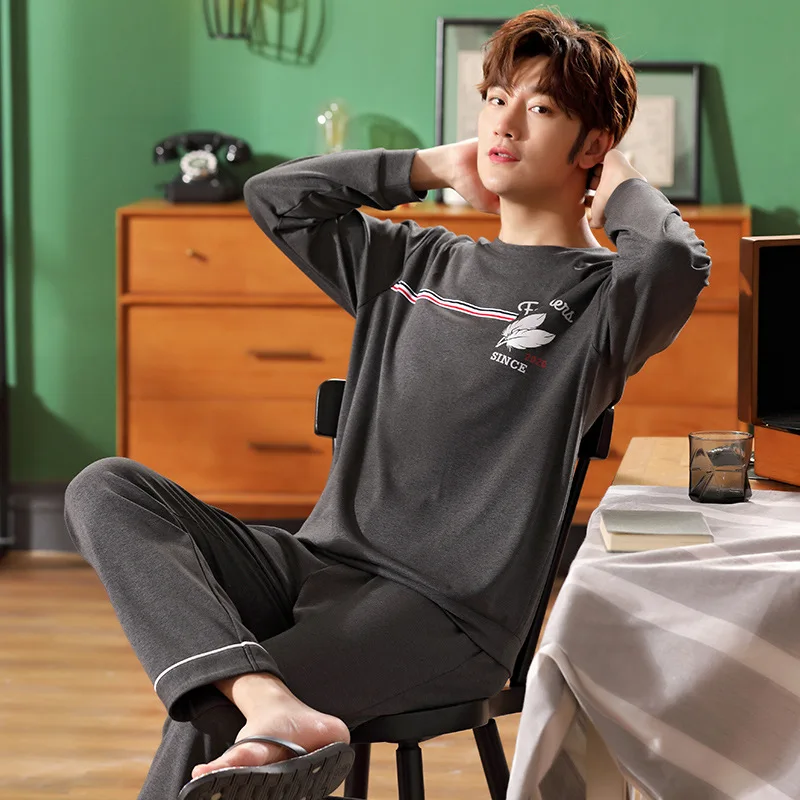 autumn winter men's pajamas cotton long sleeve student home suits pijama hombre pajamas sleepwear pajamas men pyjama homme