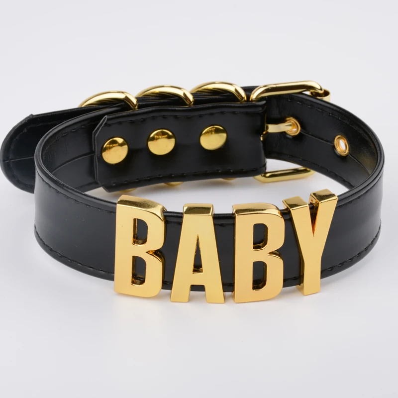 Милое имя чокер ручной работы с буквенным принтом для малышей черный воротник