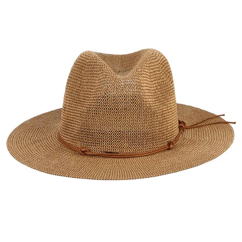 Шляпа соломенная Мужская/Женская, с широкими полями и кожаной лентой, лето, джазовая Шляпа Кепка