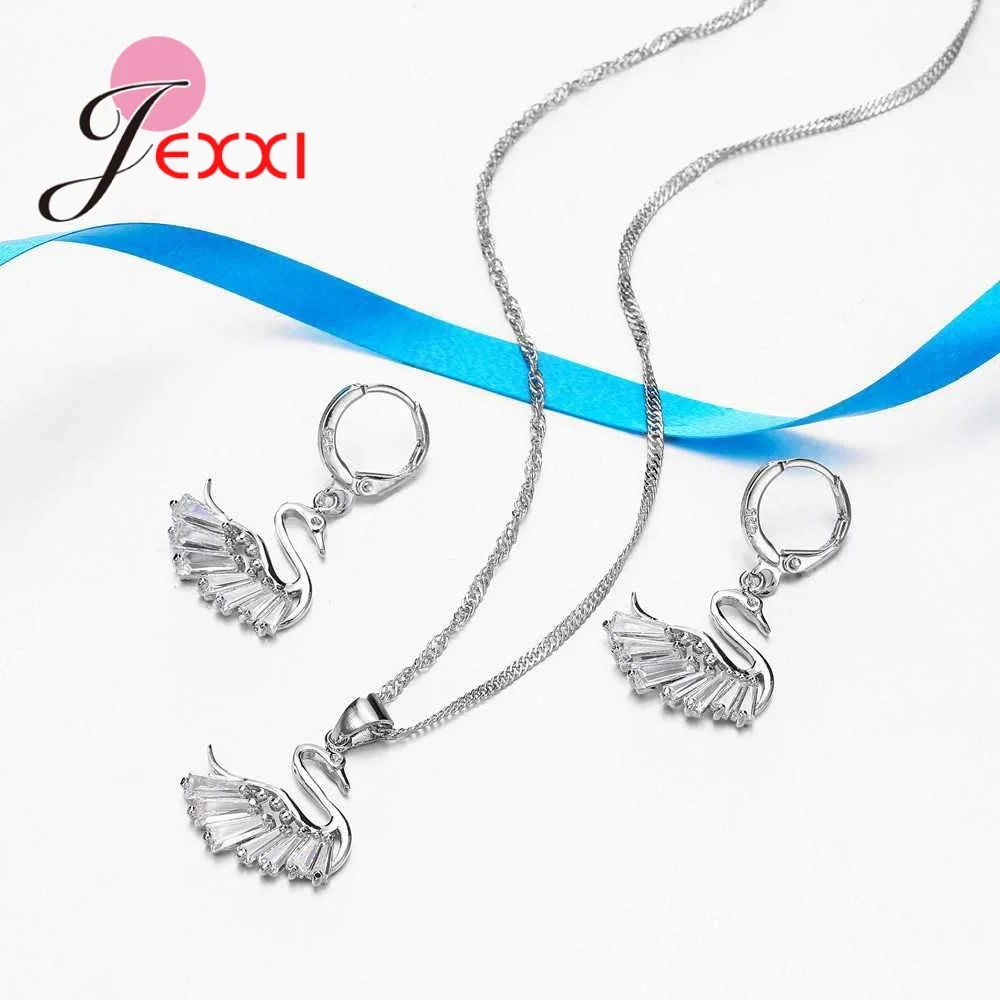 Женский комплект из колье и серёг серебра 925 пробы|necklace earring set|zircon jewelry setearring sets woman
