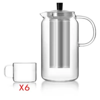 super large borosilicate glass teapot with infuser 1200ml 6 pieces glass cupsheat resistant glass drink bottle