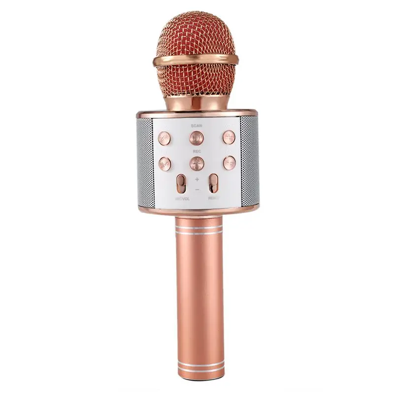 Rose Gold AABB-беспроводной микрофон для караоке, портативный Bluetooth мини домашний KTV для воспроизведения музыки и пения, динамик, плеер, селфи телефон, ПК - Цвет: Rose Gold