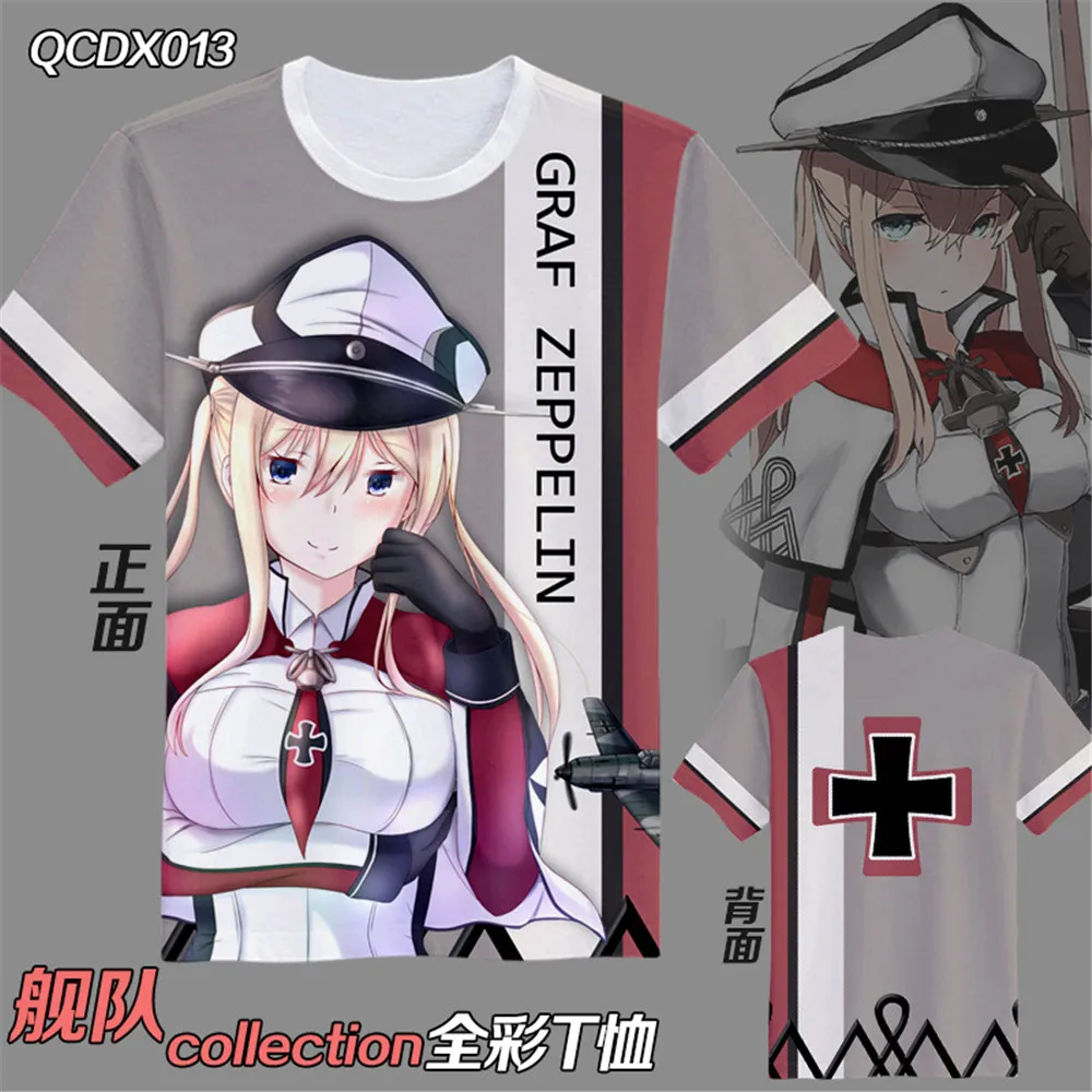 Игры Kantai коллекция футболок Kongo Shimakaze Amatsukaze Yukikaze Косплей Футболка с принтом