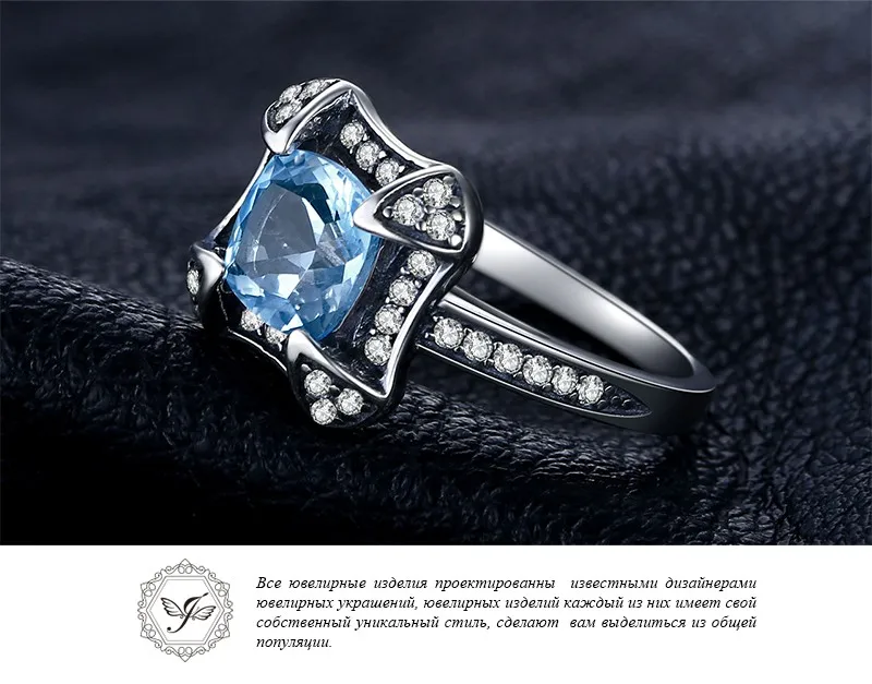 Jewelrypalace Ретро 1.8ct Природный Голубой топаз Halo Кольцо для женщина натуральная 925 Серебряное кольцо обручальное Красивые ювелирные изделия