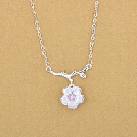 fashion women silver color crystal rhinestone cherry blossom statement necklaces jewelry