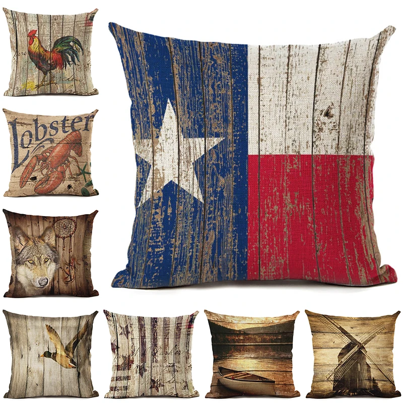 Наволочка в винтажном стиле с изображением животного петуха декоративная