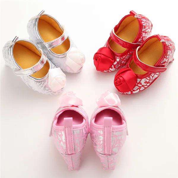

Photography Baby Shoes Girls Infant High heels Rose Flowser Leather Kids Sneakers Brand Soft Sole Pointed Toddler Flat Slippers