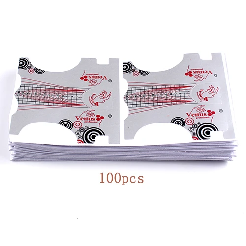 Finger Angel Серебряный лак для ногтей формы 50/100/500 шт. формы ногтей наклейки изогнутые накладные ногти Удлинительный УФ-гель для французского маникюра ногтей инструмент - Цвет: 100PCS