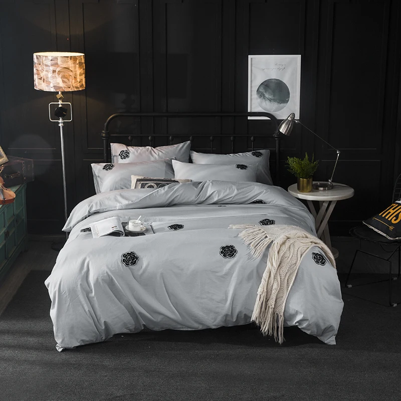 2018 г. постельное белье с вышивкой в виде звезд медведя кота хлопковый комплект