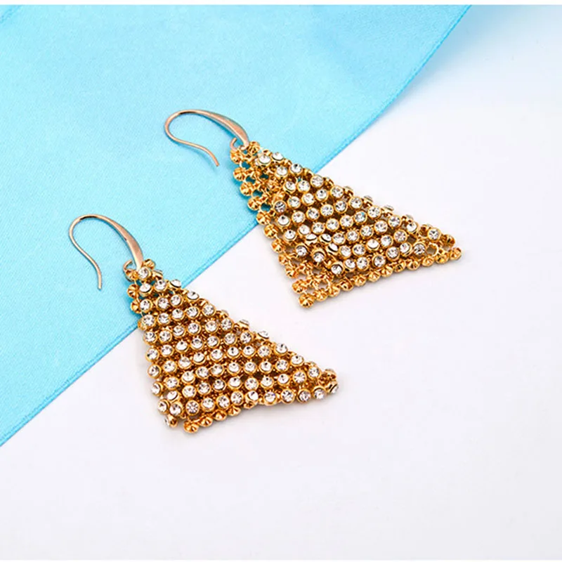 Полный Кристалл квадратный платок складной женские висячие серьги|womens dangle