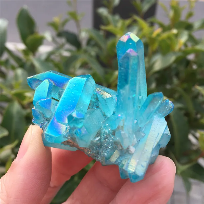 1 шт. аура Кристалл кластер небесно голубой Ангел Аура титановый Кварцевый