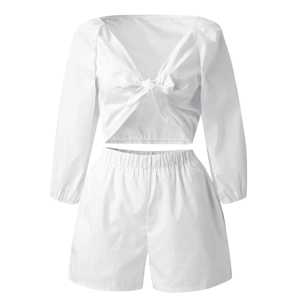 Женский комплект из 2 предметов повседневная Однотонная футболка с коротким