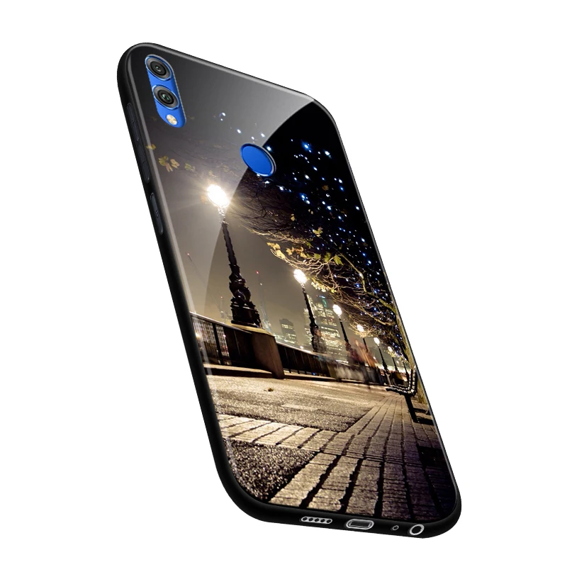 Чехол из закаленного стекла для huawei Honor 8X 7X противоударный глянцевый чехол с