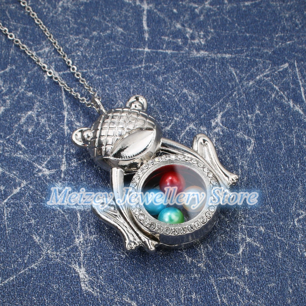 Магнитный открытый стеклянный кулон в виде лягушки живой с памятью жемчужная