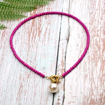 Light purple Для девочки с искусственным жемчугом модное колье Цепочки и ожерелья для Для женщин модное, в стиле бохо нагрудник колье шикарное ожерелье для женщин, ювелирное изделие, Дропшип - Окраска металла: Light purple