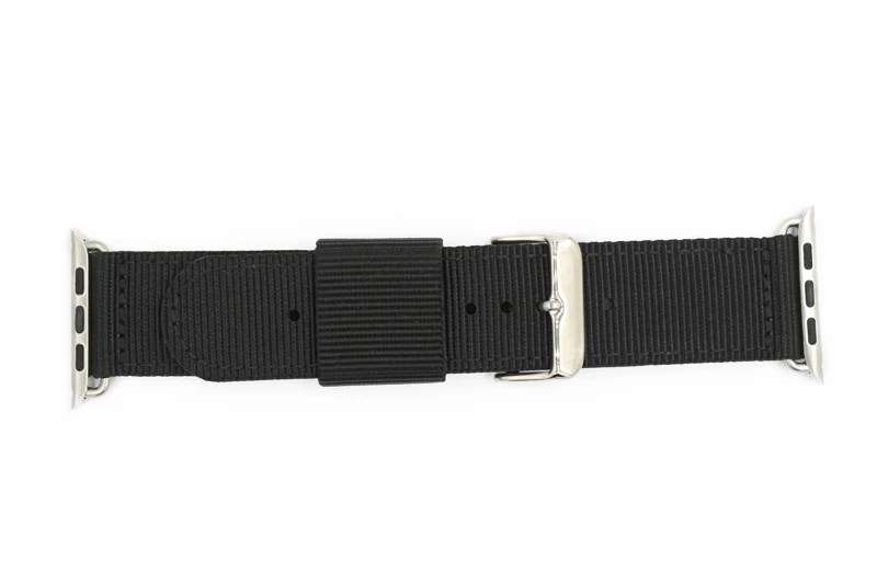 Black URVOI ремешок для apple watch Series 5 4 3 2 1 NATO тканый нейлоновый ремешок для iwatch Модный стильный узор с серебристой/черной пряжкой - Цвет ремешка: Black