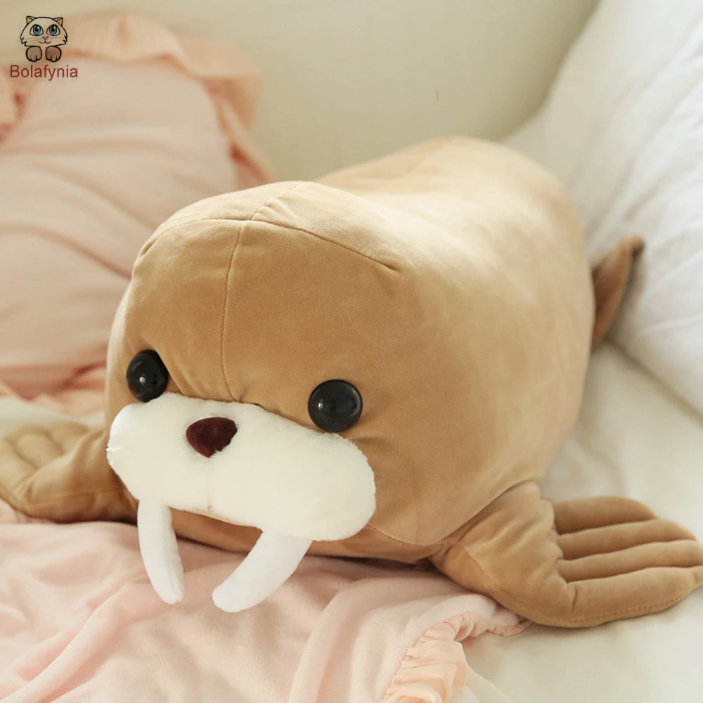 Детская плюшевая игрушка BOLAFYNIA Коричневая хлопчатобумажная Подушка walrus детская