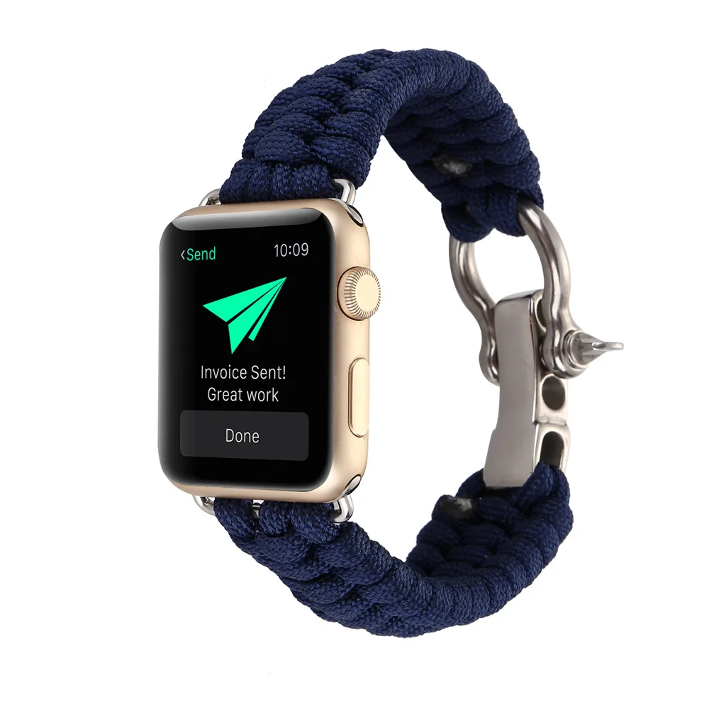 Тканый нейлоновый ремешок для часов Apple Watch iwatch 1 2 3 38 мм 42 мм военный тактический парашютный шнур для выживания на открытом воздухе