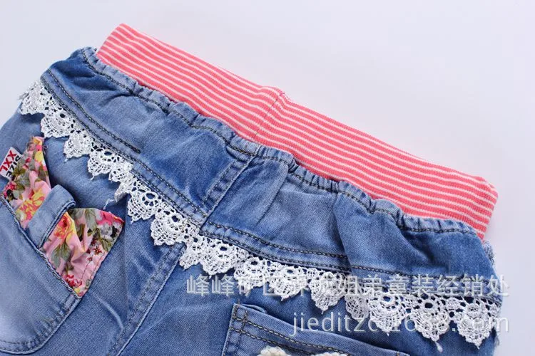 2017 летние джинсовые шорты для девочек корейские с рисунком | Мать и ребенок