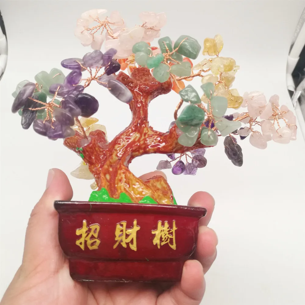 

Quartz crystal rich tree bonsai style reiki healing natural stone and minerals bring wealth luck home decoration for sale