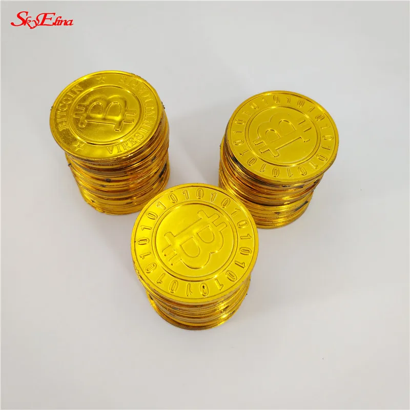 100pcs Plastic Gold-plated Bitcoin Coin Art Collection Gift Children's Toys Coins 7zHH263 |