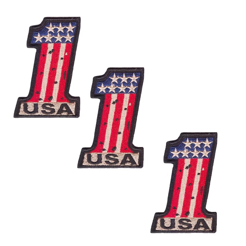Модная мультяшная нашивка с вышивкой глиф Винтаж &quotСША&quot #1 флаг/гордость байкер