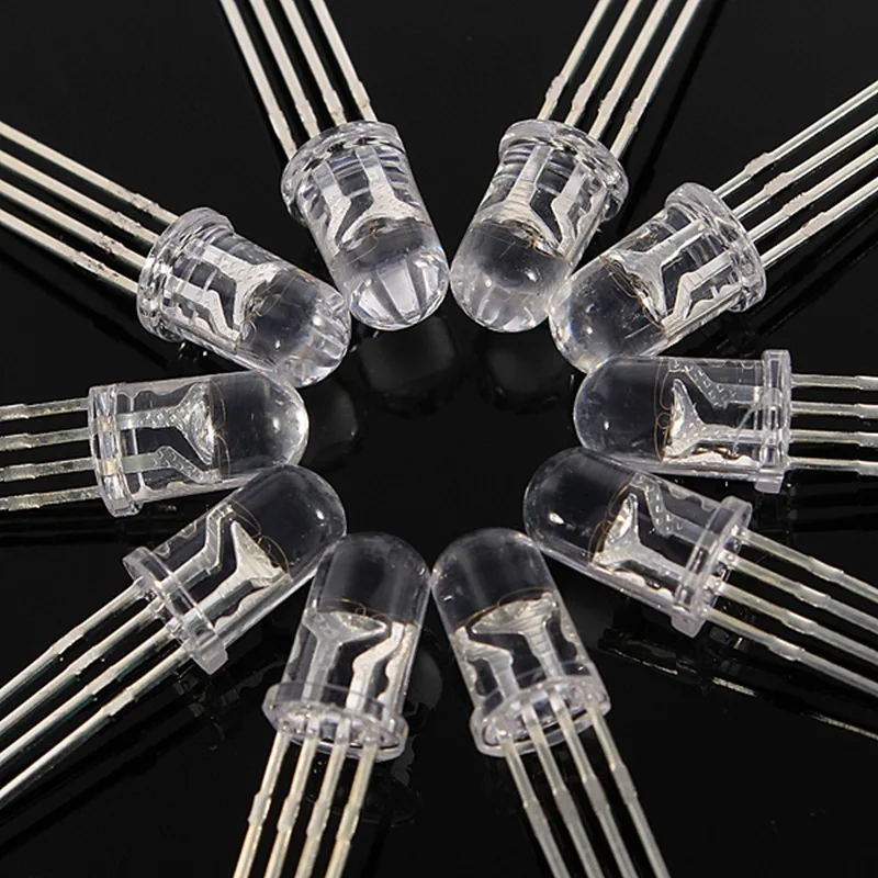 Оптовая цена 10 шт. 5 мм RGB LED общий катод 4 Pin трехцветные излучающие диоды