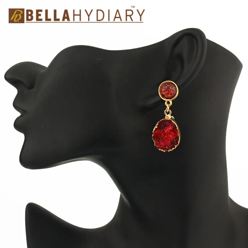 Bijoux, корейские винтажные красные серьги из друзы и смолы, висячие серьги для женщин, ювелирное изделие, массивные Подарки для женщин, аксессуары Brinco