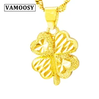 vamoosy 2018 charms women accessories quality copper gold color lover four leaf leaves clover necklace pendant fashion jewelry