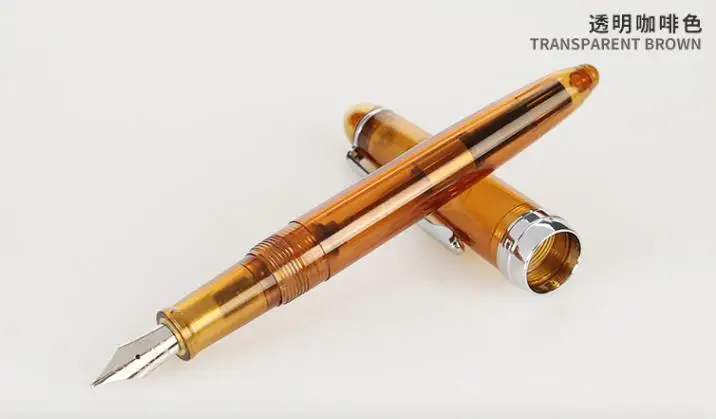 Перьевая ручка 12 цветов на выбор, Jinhao 992 0iffec и школьные ручки для подписи, дизайн - Цвет: Transparent Brown