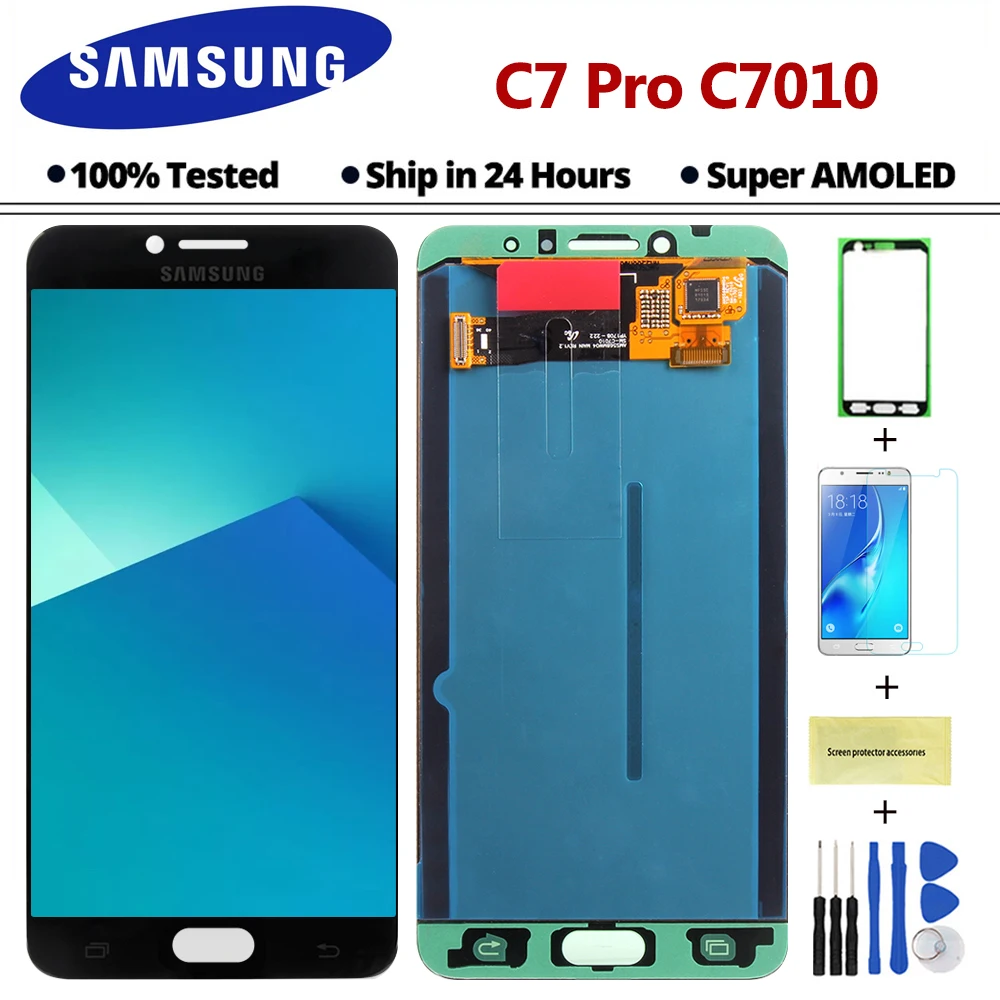 5 7 &quotSuper AMOLED C7 Pro ЖК дисплей для Samsung Galaxy C7010 ЖК-дисплей сенсорный экран дигитайзер